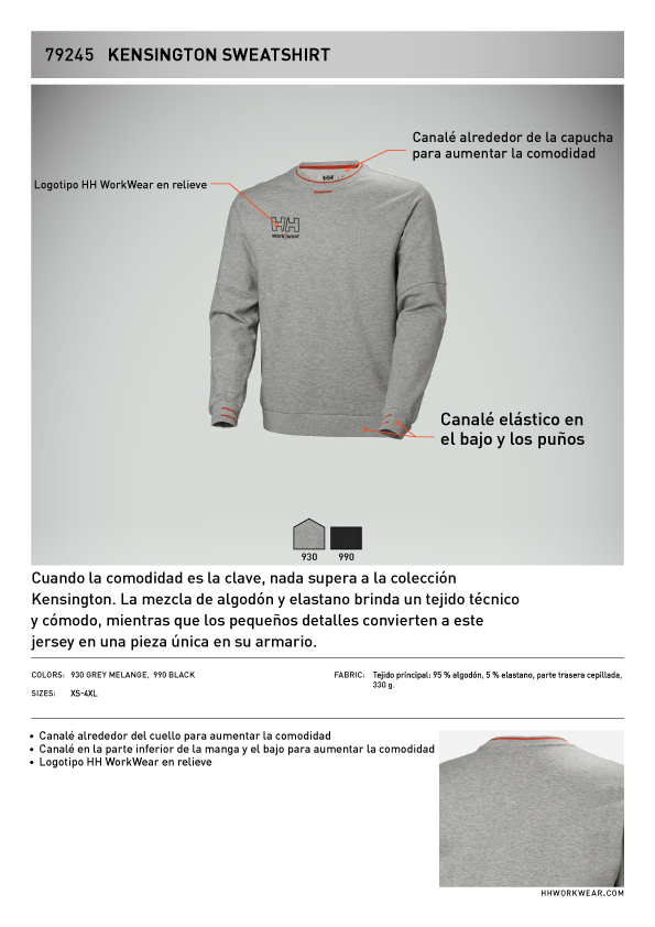 Jersey Kensington 930 Gris Ref.79245 Ficha Técnica 1