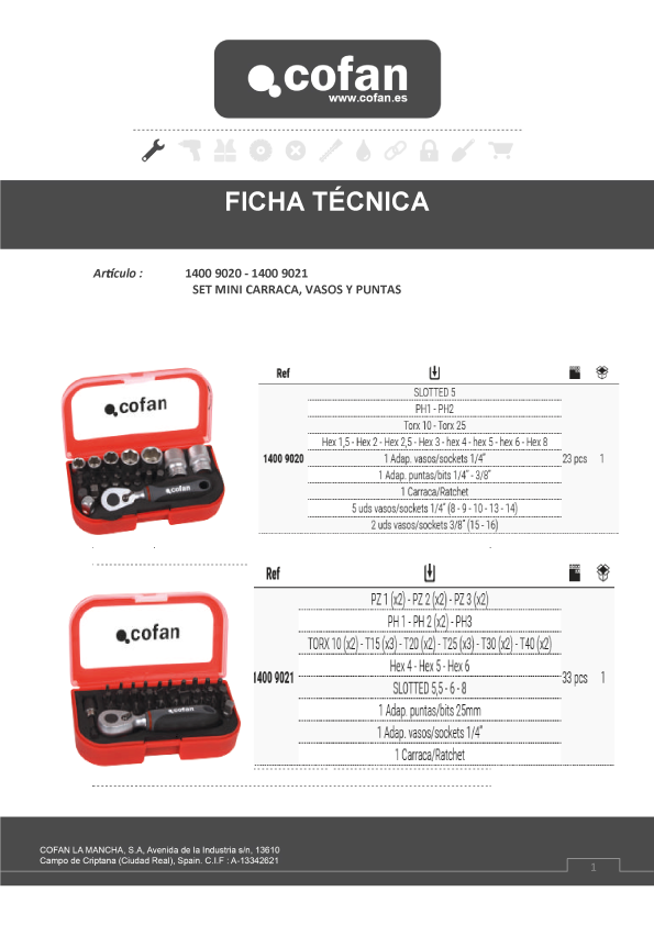 Set Mini Carraca-Puntas Ficha Técnica