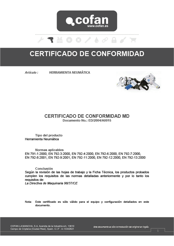 Bomba de engrase neumática 400 Certificado 1