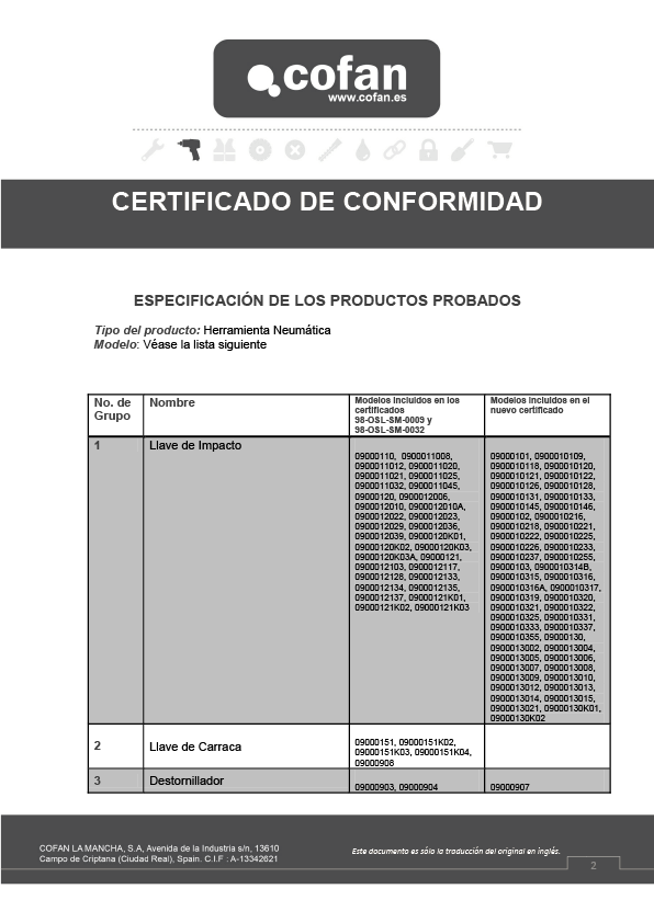 Bomba de engrase neumática 400 Certificado 2