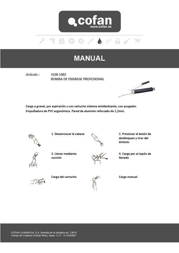 Bomba Engrase Profesional 400 Gramos Manual 1