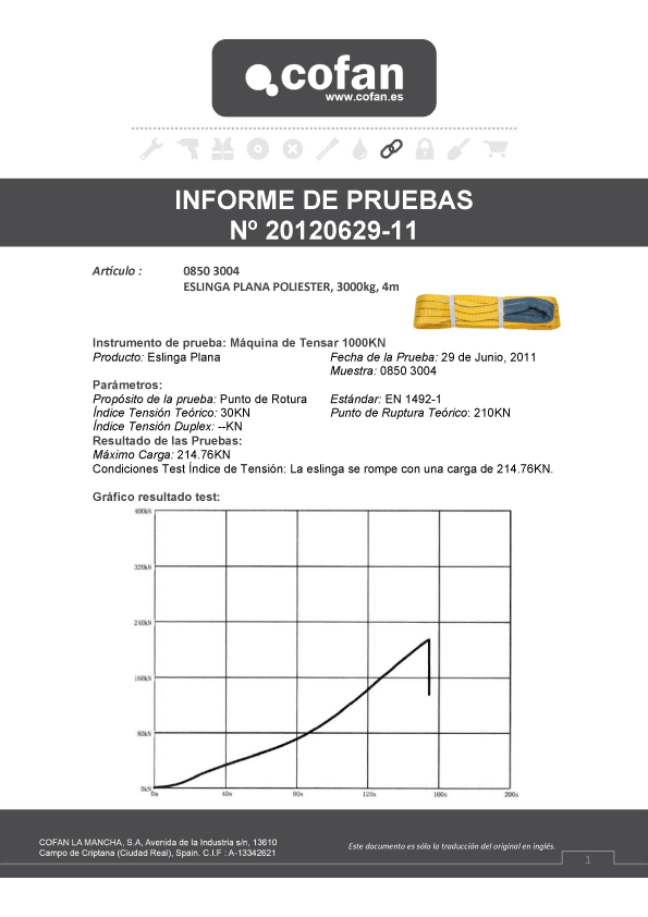 Eslinga Poliéster Amarilla 3000 Kg Certificado 2