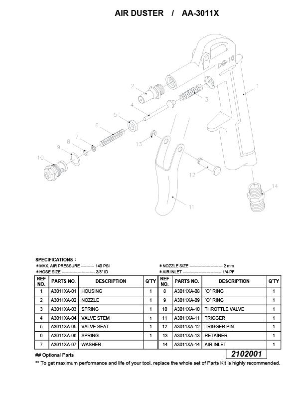 Kits Piezas Pistola Neumática Despiece 1