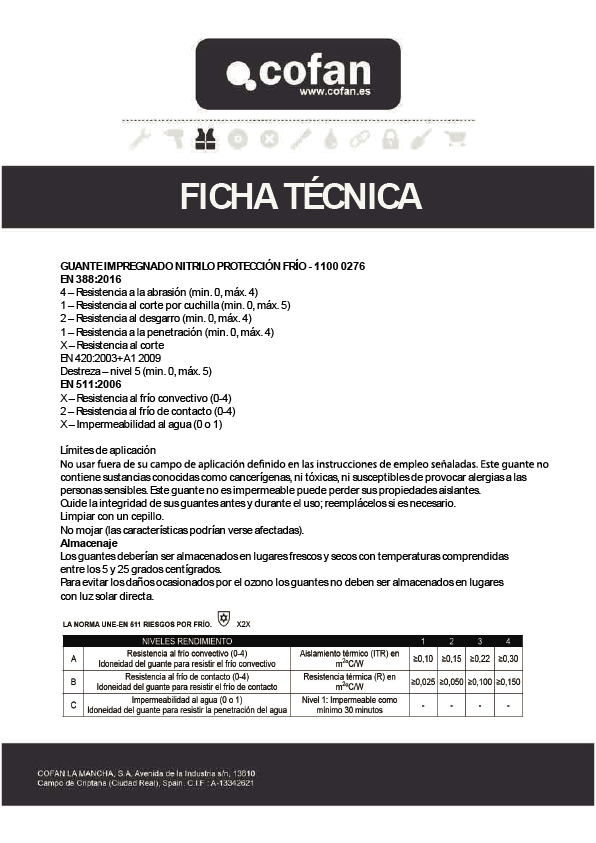 Guante de Nitrilo Espuma Ficha Técnica 3