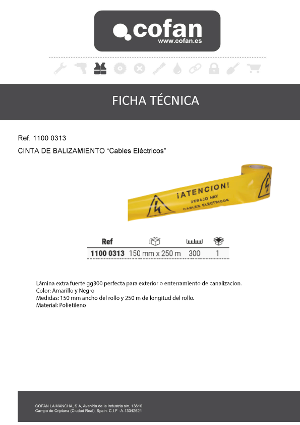 Cinta Balizamiento Cables Eléctricos Ficha Técnica