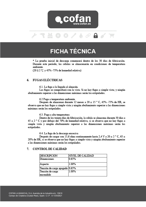 Pila 4R25 6V Ficha Técnica 3