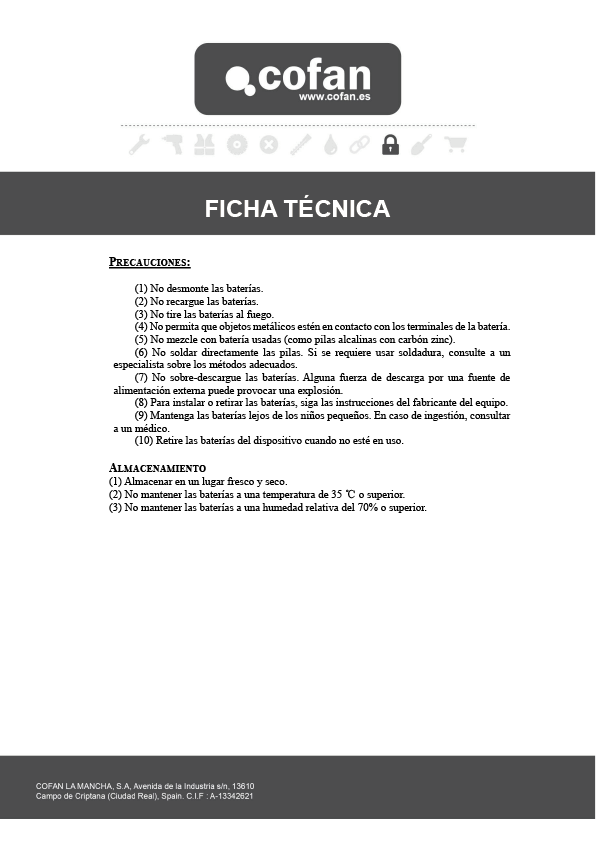 Pila 4R25 6V Ficha Técnica 4