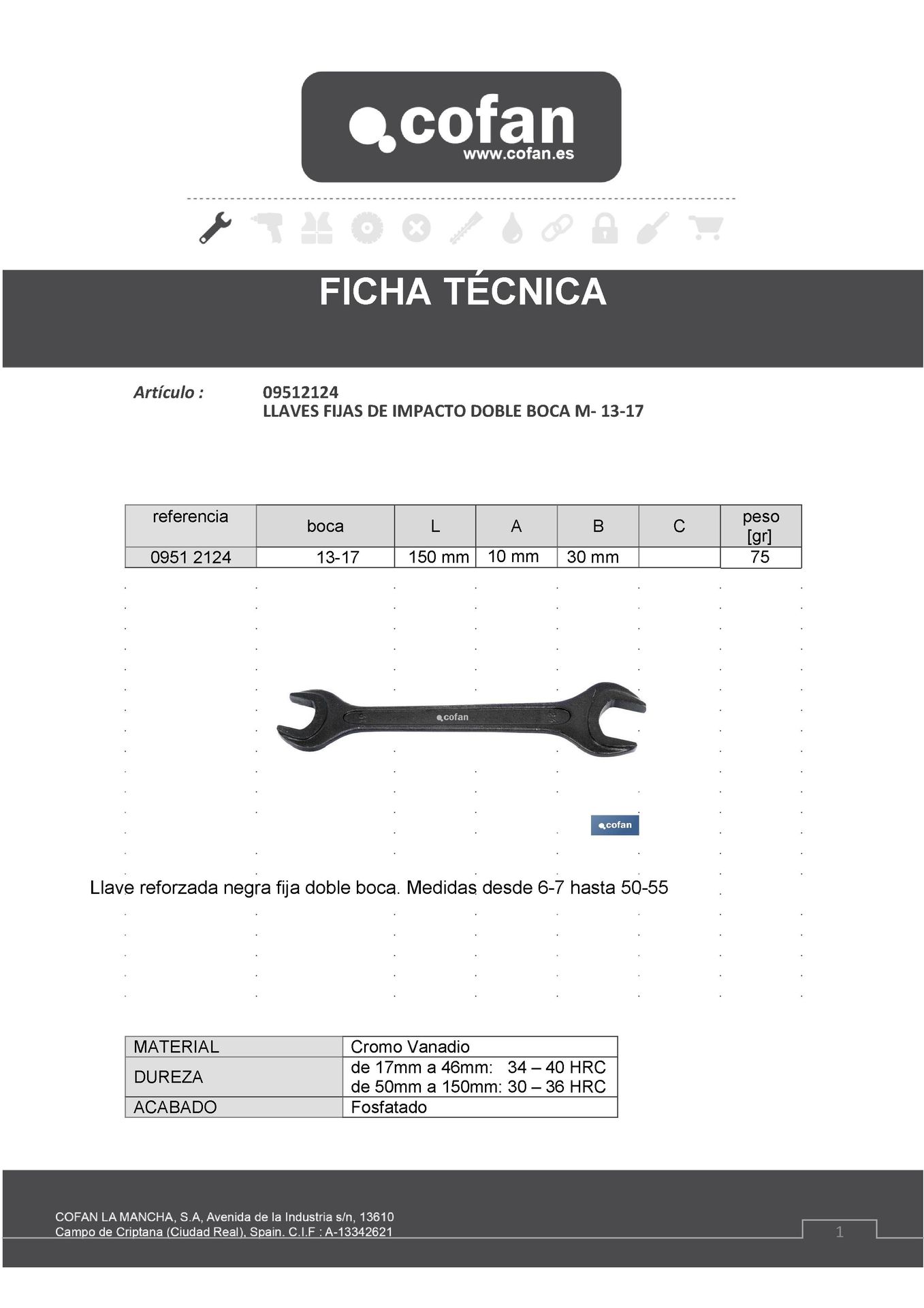 Llave Fija Reforzada Doble Boca