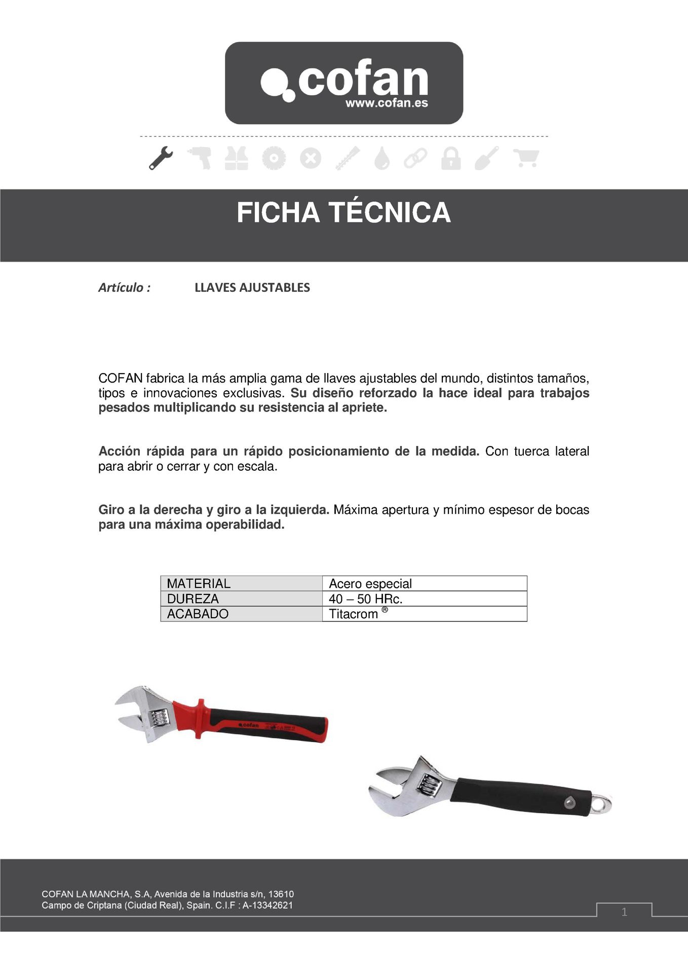 Llave Inglesa 1000 V Mango Confort