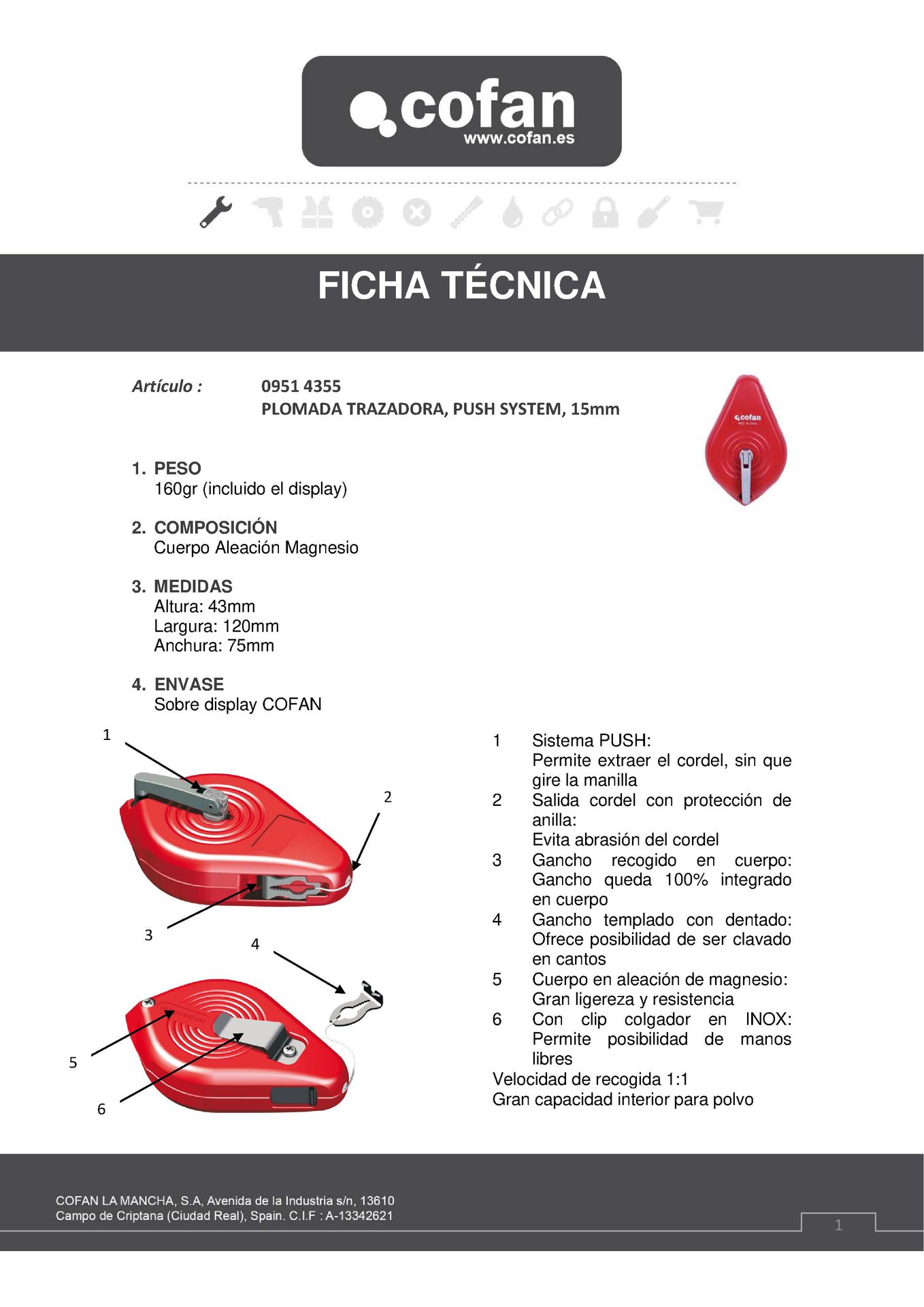 Plomada Trazadora 15 mt