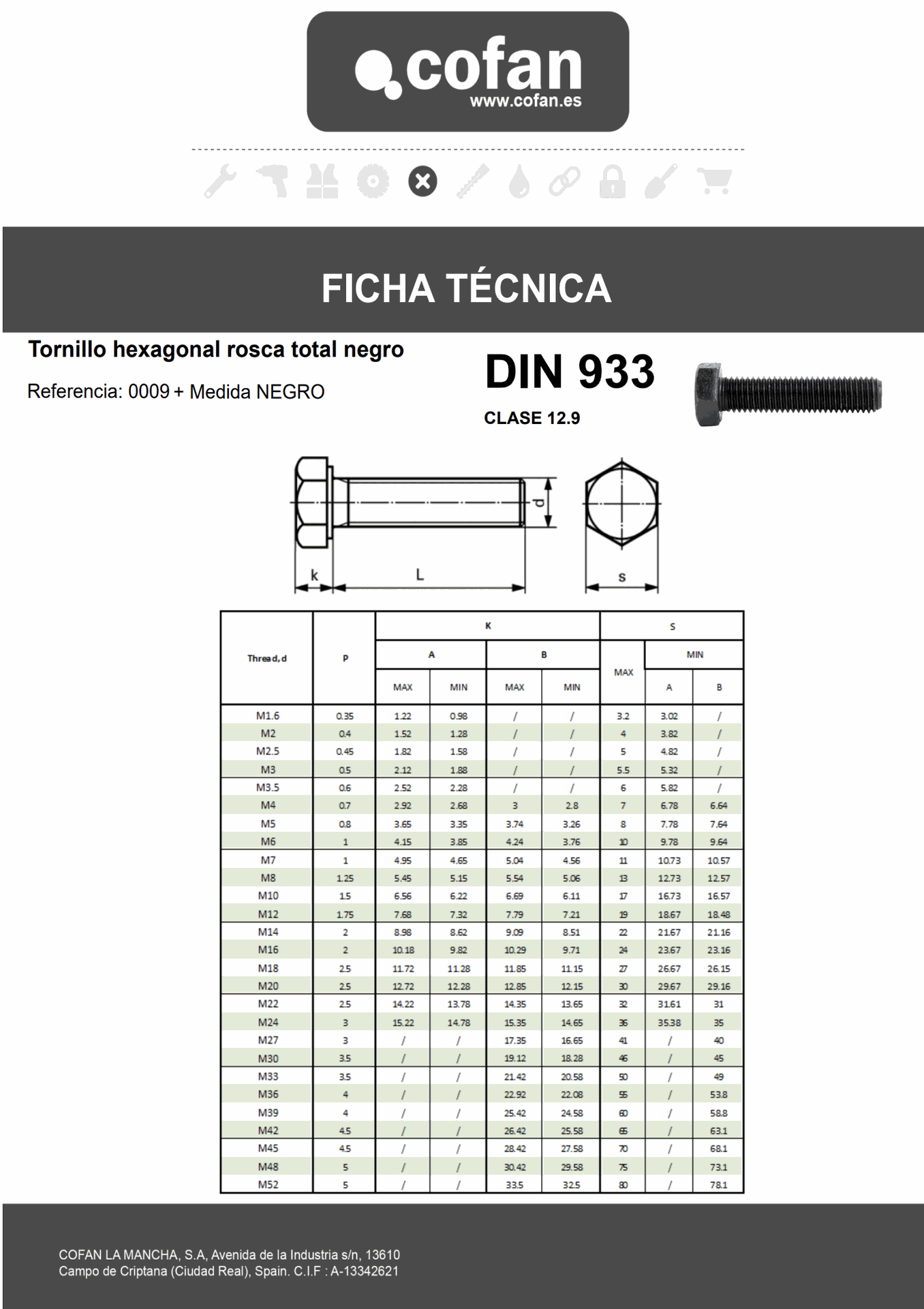 Ficha Técnica de Aceitera Metálica Profesional