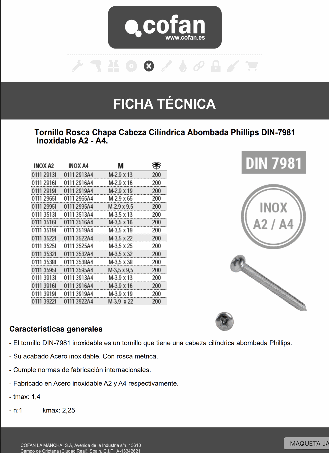 Ficha Técnica de Aceitera Metálica Profesional