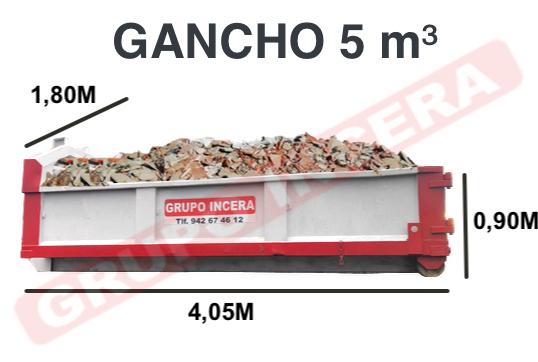 Contenedor de gancho de obra 5 m3 Contenedor de gancho de obra 5 m3 medidas
