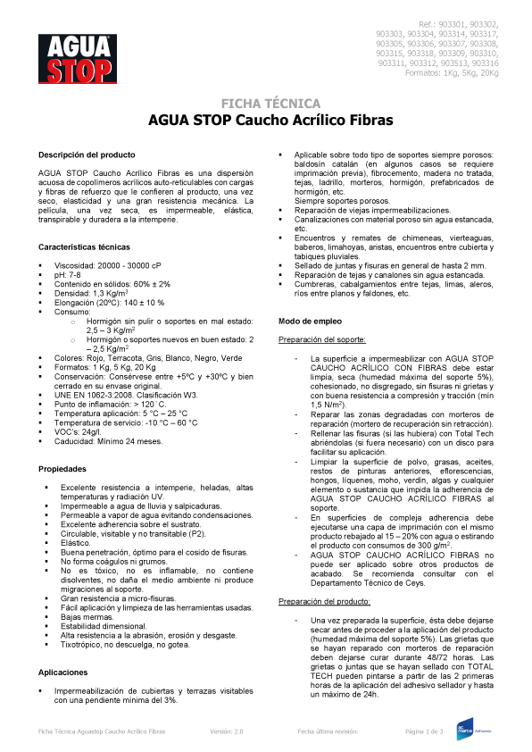 AguaStop Caucho Fibras 1 Kg Ficha Técnica 1