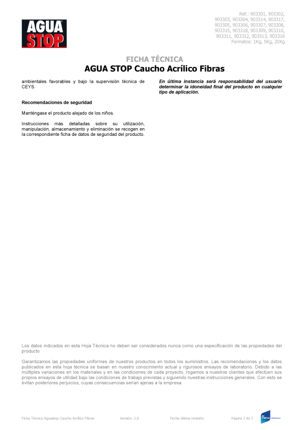 AguaStop Caucho Fibras 1 Kg Ficha Técnica 3