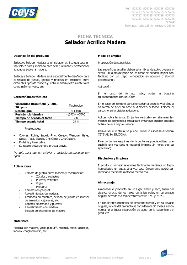 Sellador Sellaceys Madera Ficha Técnica 1