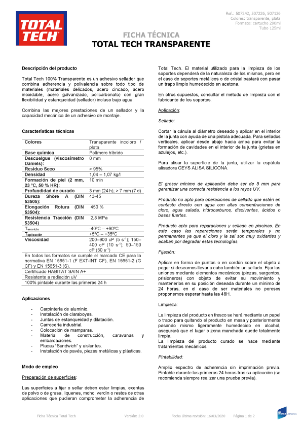 Adhesivo PVC Presión Ficha Técnica 1