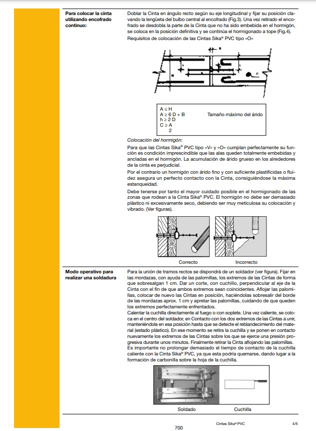 Rollo Cinta Sika PVC 0-22/2  (15mt) Ficha Técnica 4