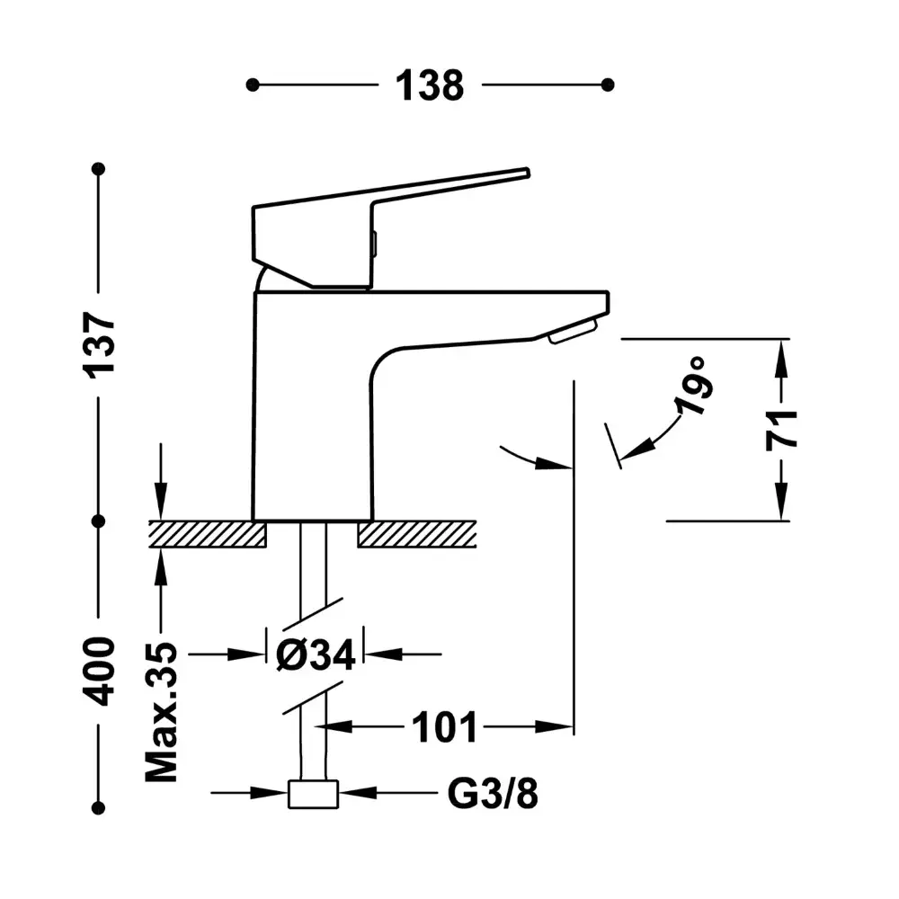 Monomando para lavabo Base-Tres Ref. 21510303.webp