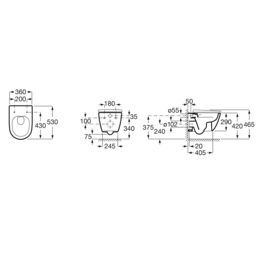 Inodoro Suspendido Ona Roca Rimless + Tapa Amortiguada.webp
