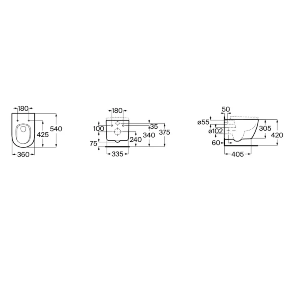 Inodoro Suspendido Meridian Roca Rimless Vortex + Tapa Caída Amortiguada.webp