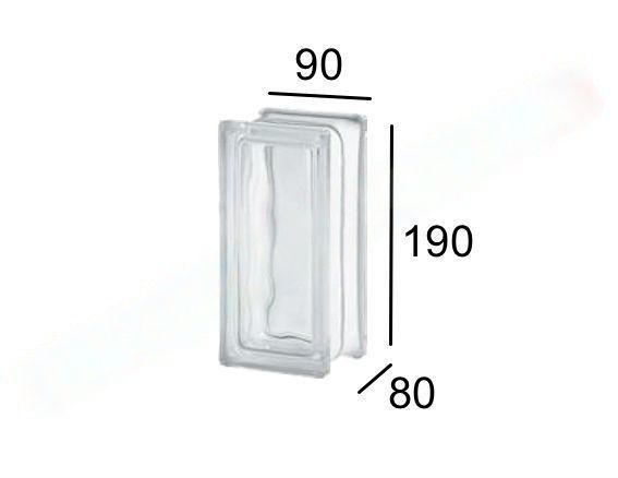 Medio Pavés Neutro Ondulado Transparente 80 mm