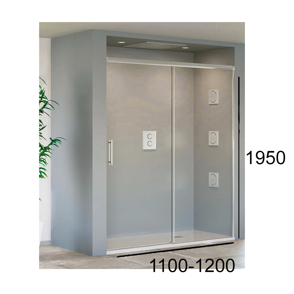 Frontal para Ducha Tuvalu 1950 mm Perfil Plata Brillo