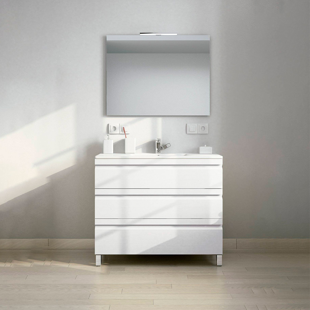 Mueble Natalia Blanco con 3 Cajones Nº 70 con Patas y Lavabo