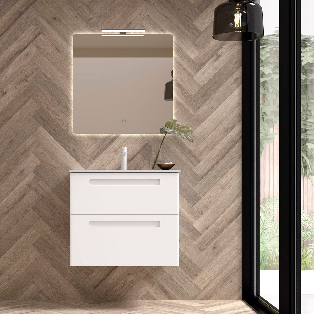 Mueble París Blanco con 2 Cajones Nº 70 con Lavabo 