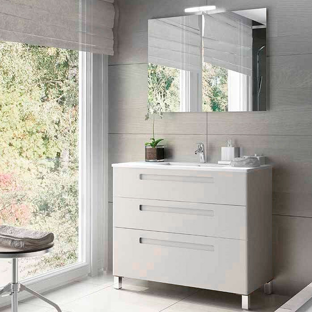 Mueble París Blanco con 3 Cajones Nº 63 con Patas y Lavabo