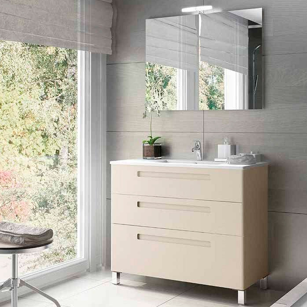 Mueble París Crema con 3 Cajones Nº 34 con Patas y Lavabo