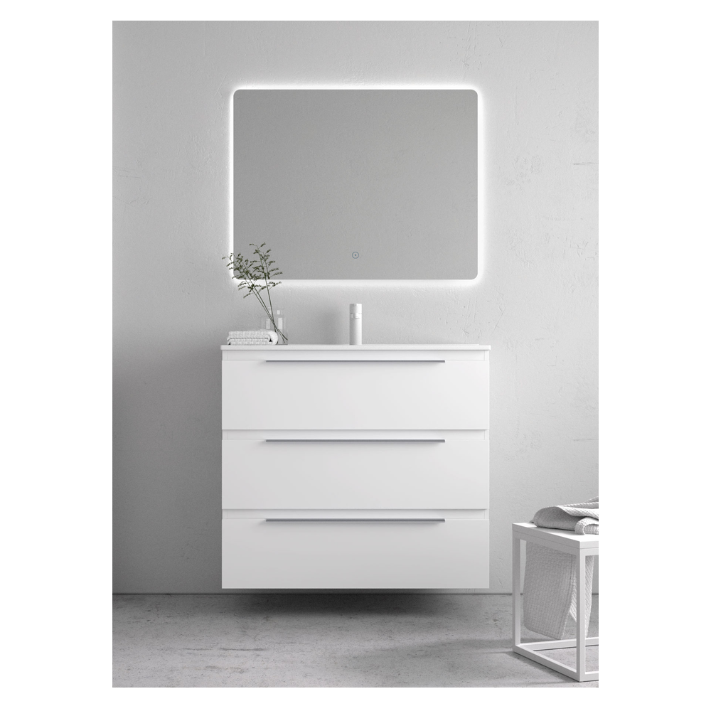 Mueble Carmen Suspendido 3 Cajones Color Nº 3 Blanco Mate 800 mm con Lavabo Plus