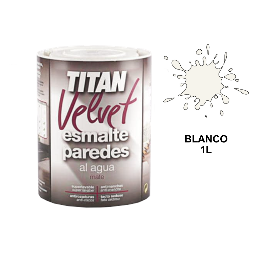 Titan Velvet Esmalte Paredes al agua Blanco 03w 1 Litro