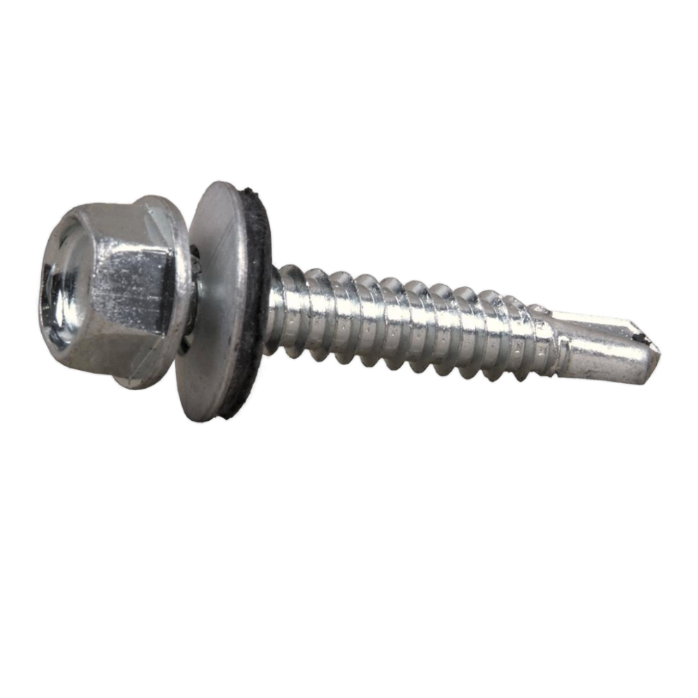 Punta de Broca Autotaladrante DIN 7504K Cabeza Hexagonal + EPDM con Arandela Estanca (Tornillo de Cubierta) 6,3 x 100 mm