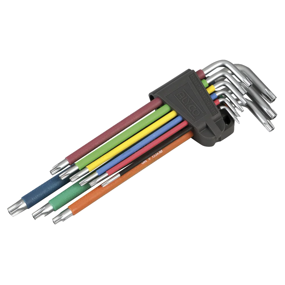 Juego de 9 Llaves Torx Inviolable Multicolor Serie Larga T10 - T50 Ref. 193148