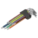 Juego de 9 Llaves Torx Inviolable Multicolor Serie Larga T10 - T50 Ref. 193148
