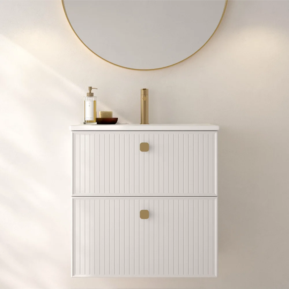Mueble Blanca Suspendido 2 Cajones Color Nº 3  600 mm con Lavabo