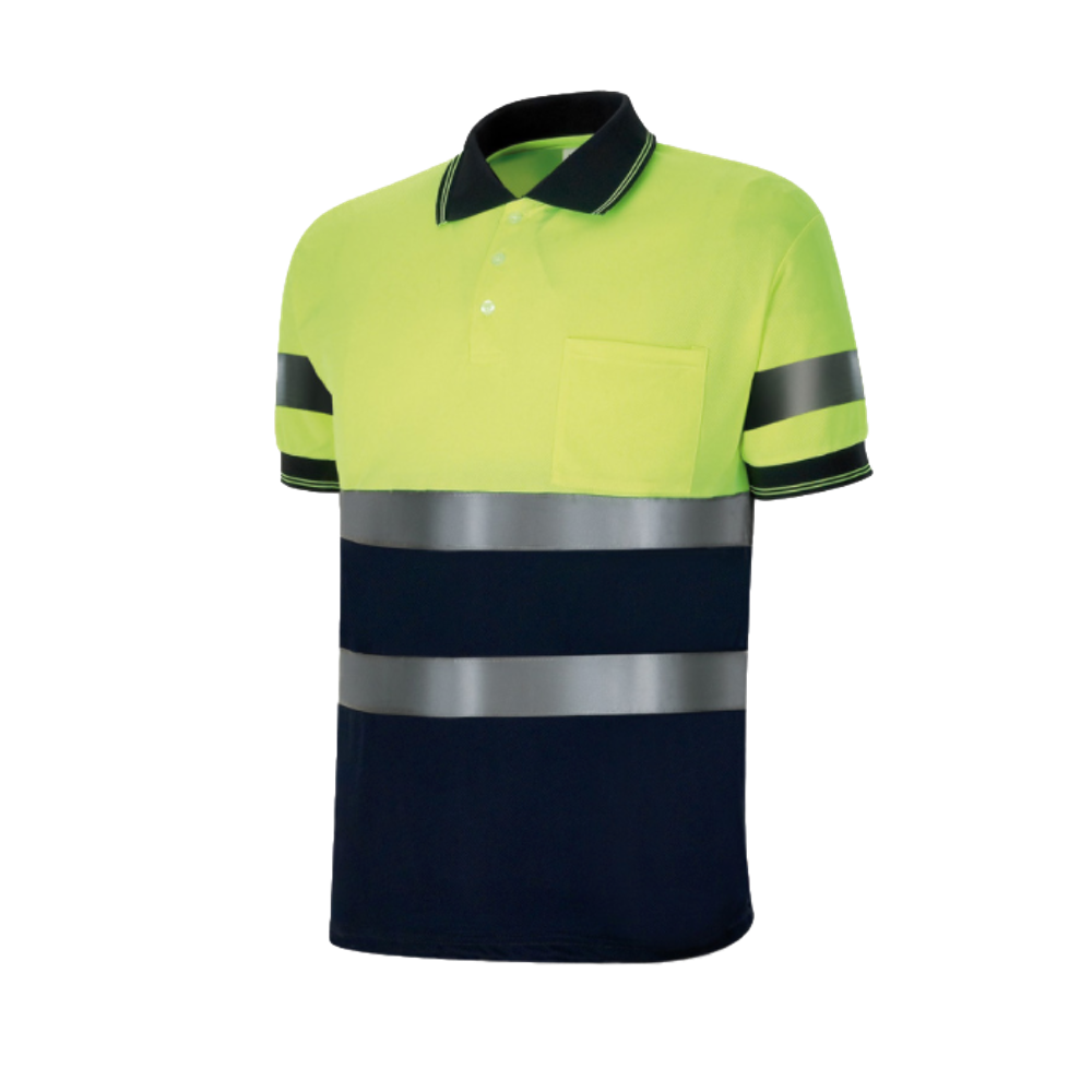 Polo manga corta alta visibilidad amarillo/azul Ref. 1288PAVXLRYFA
