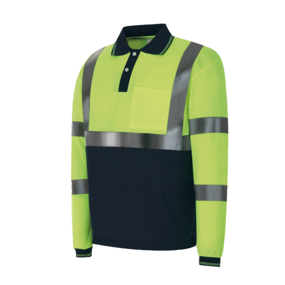 Polo manga larga alta visibilidad amarillo/azul Ref. 1288PAVXMLYFA