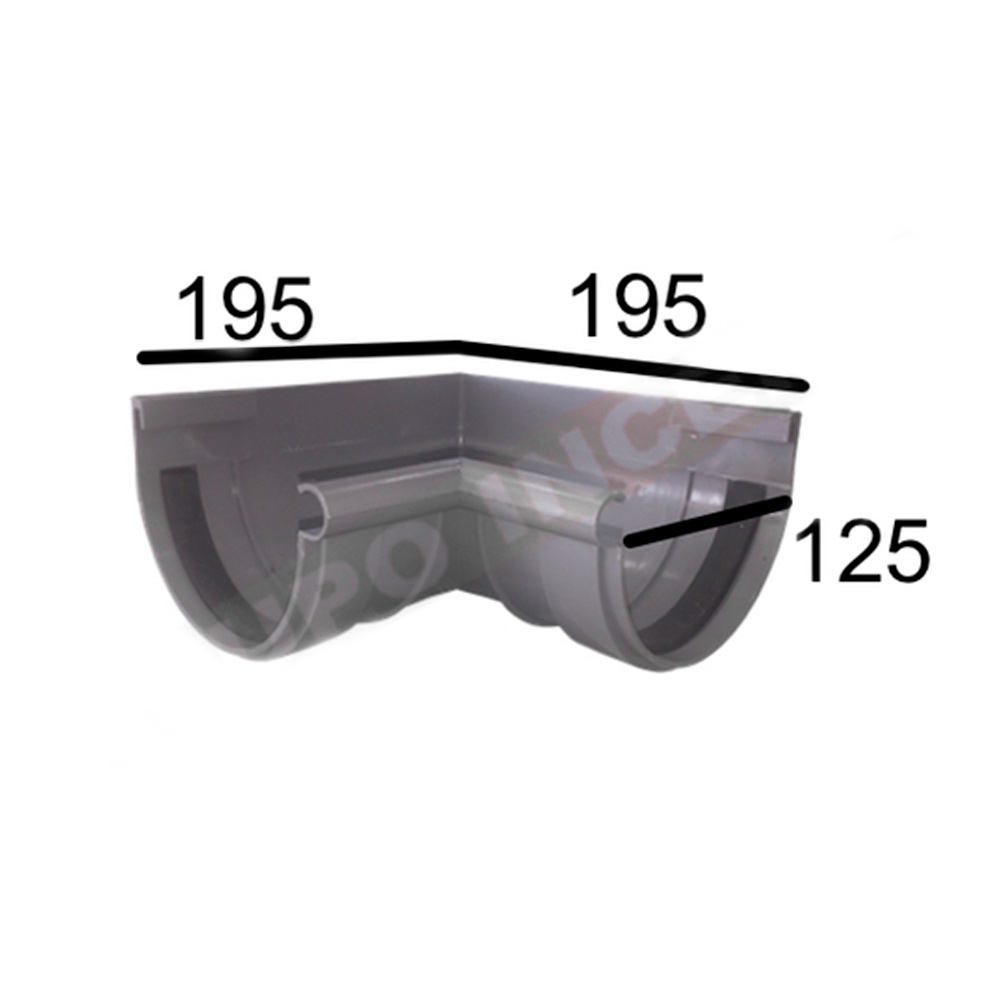 Ángulo Interior Canalón PVC Gris