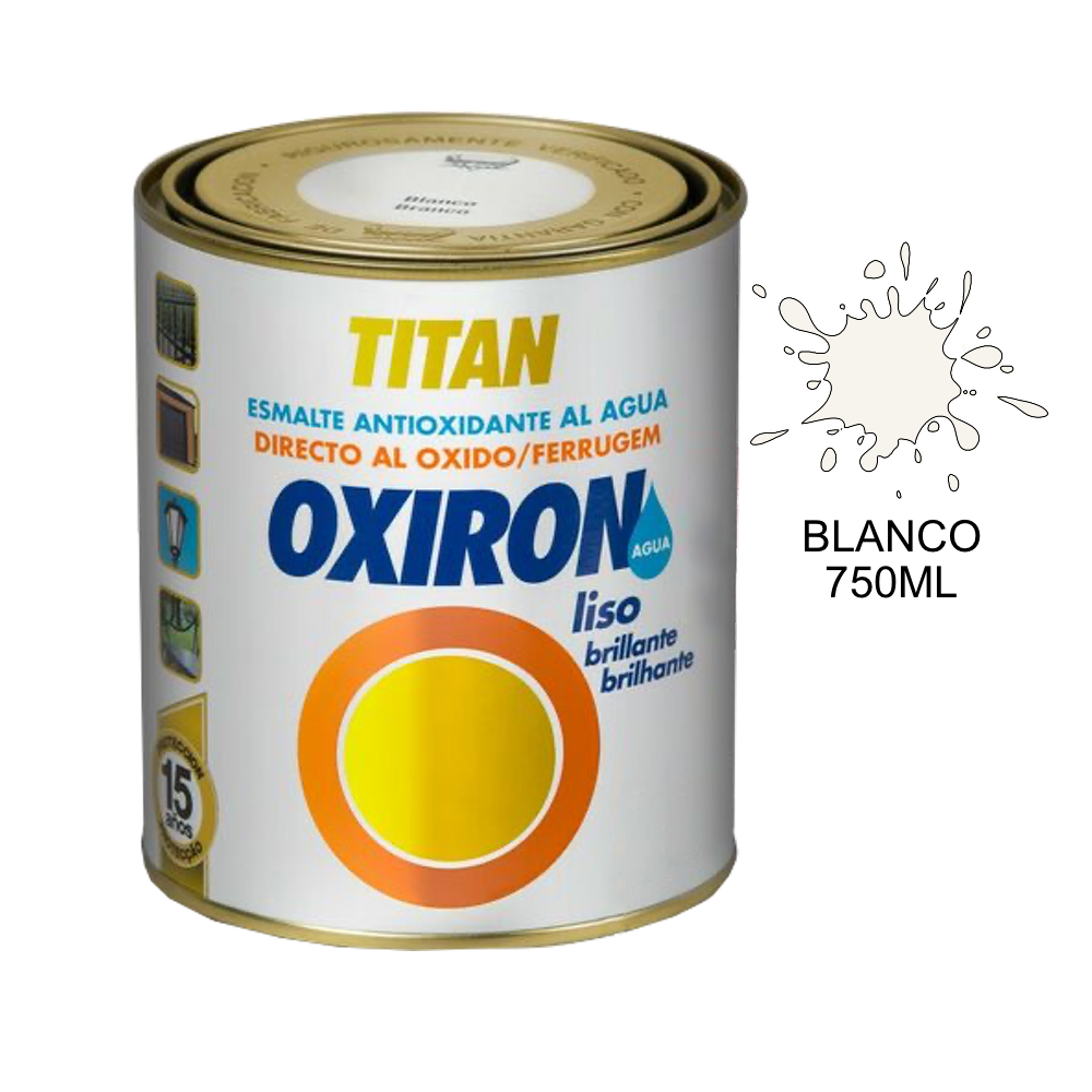 Titan Esmalte Brillante Al Agua Antioxidante Oxiron Liso 02L 750 ml Ref: 02L