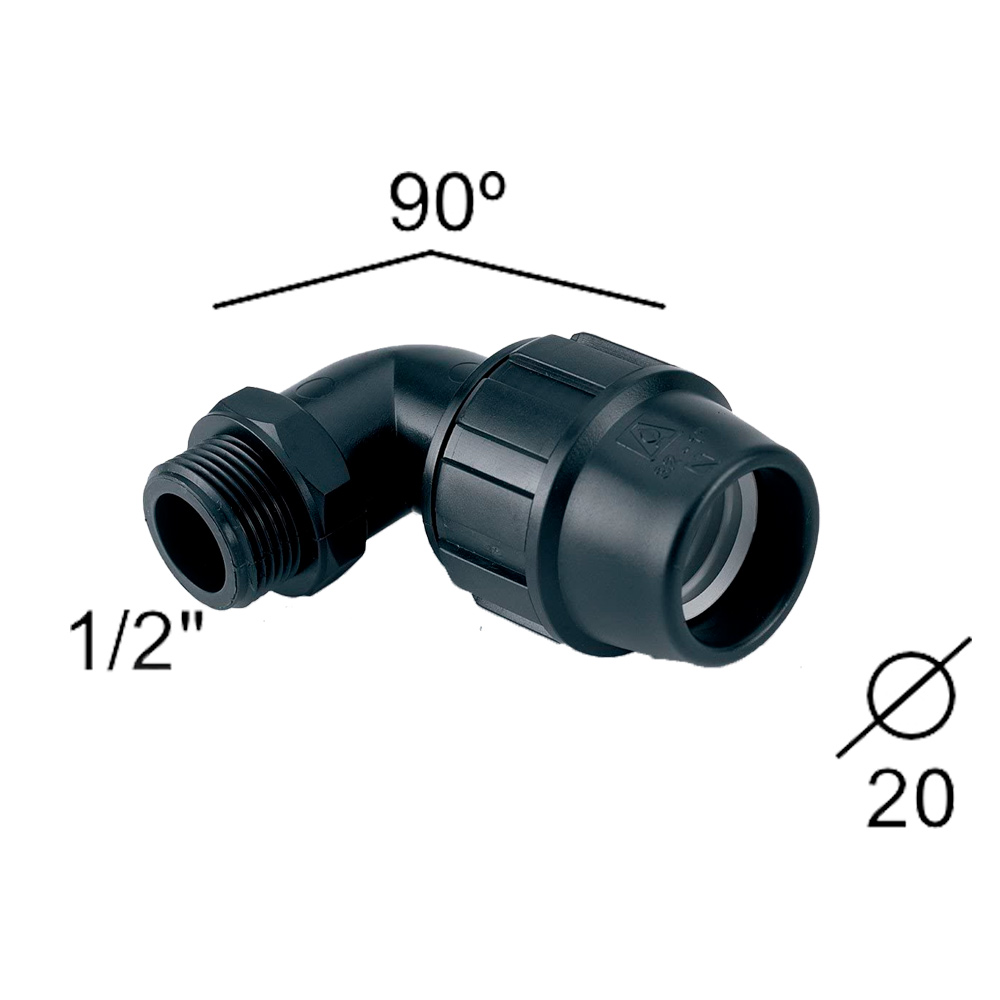 Codo 90º Polietileno Rosca Macho