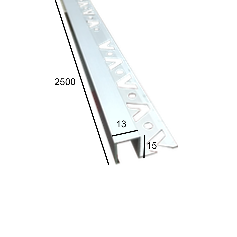 Junquillo Cuadrado Aluminio Plata 13x15 mm 2,5 mt