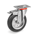 Rueda Giratoria de Goma Negra Estandar con Freno Serie 53