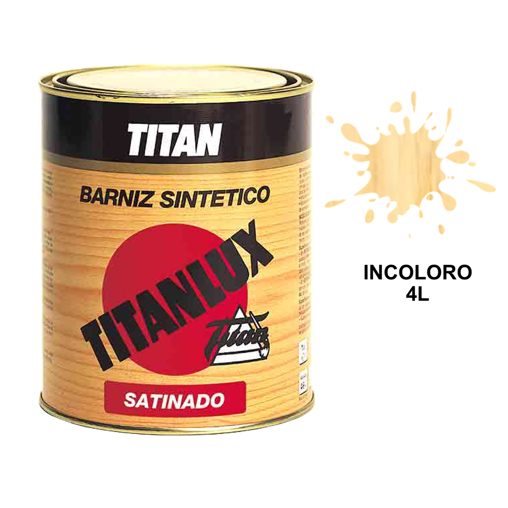 Barniz sintético incoloro satinado Titanlux para superficies de madera