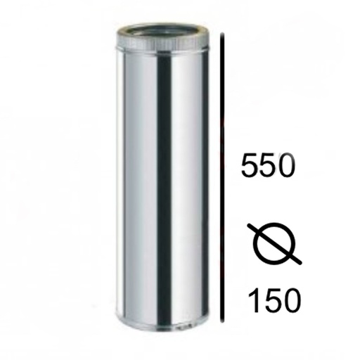 [INOX-60] Tubo Inoxidable Doble pared 150 mm x 500 mm (TDPS)