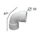 CodoPVC blanco Hembra- Hembra 87º 50mm 