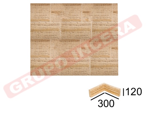 [VERNI-185] Esquina entrante moldura Travertino Arenado 4x12x30x30