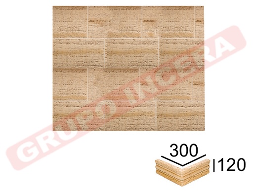 [VERNI-184] Esquina saliente moldura Travertino arenado 4x12x30x30