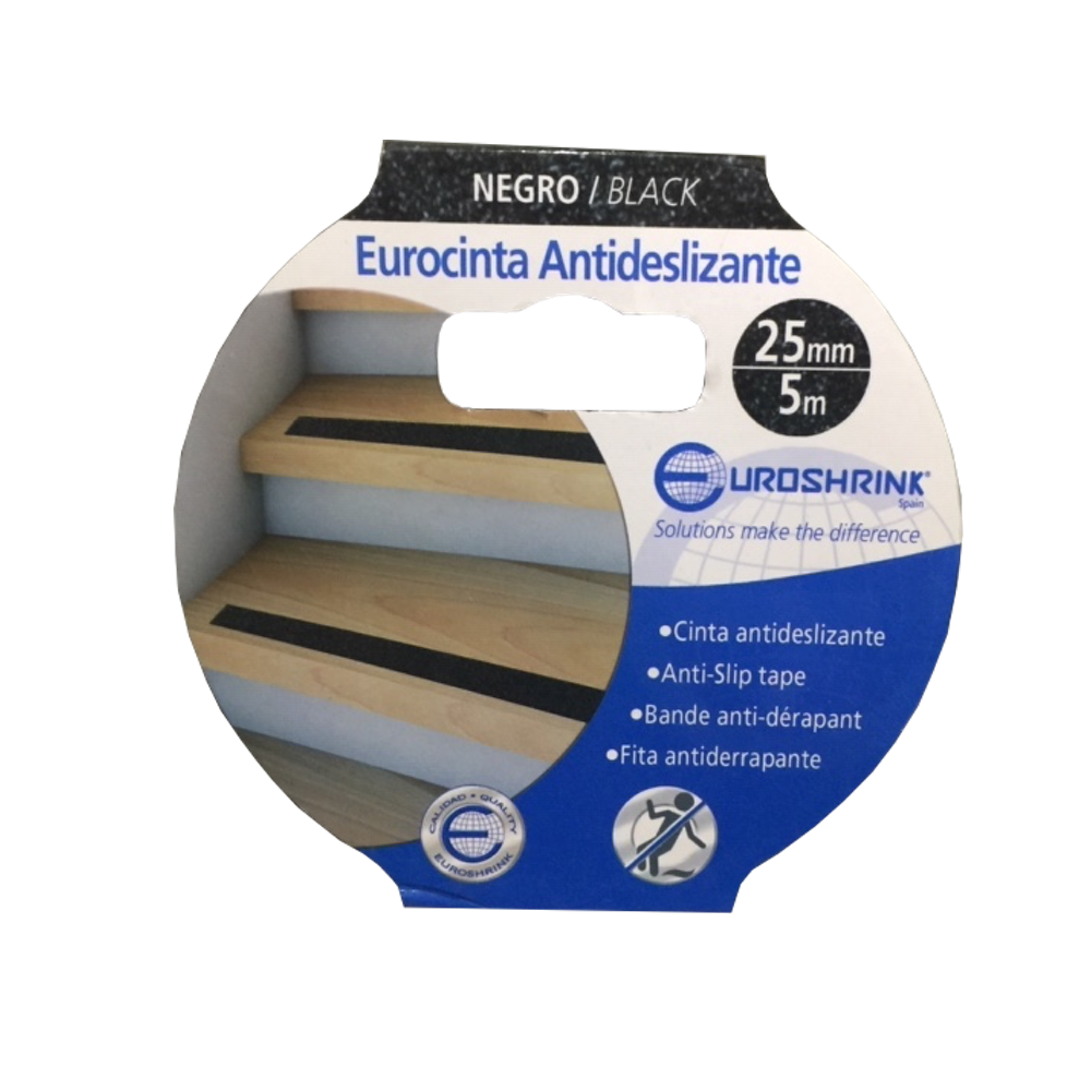 Eurocinta Antideslizante Negra 25 mm x 5 mt Ref. CANE